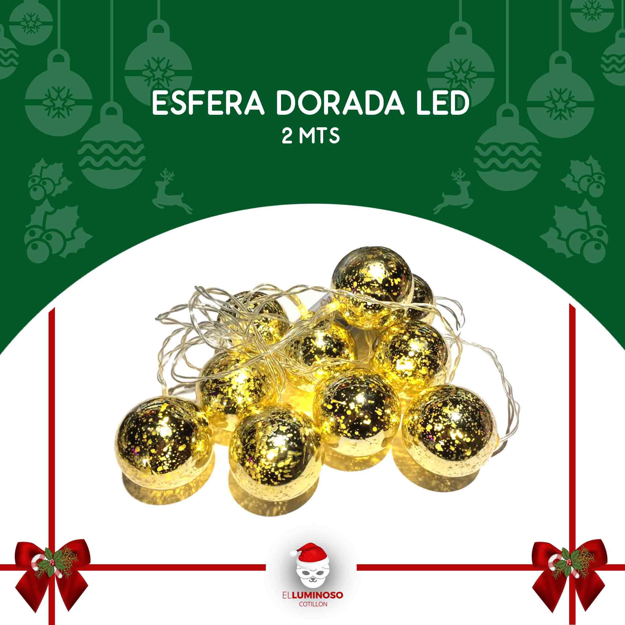 ESFERAS DORADAS LED 2MTS