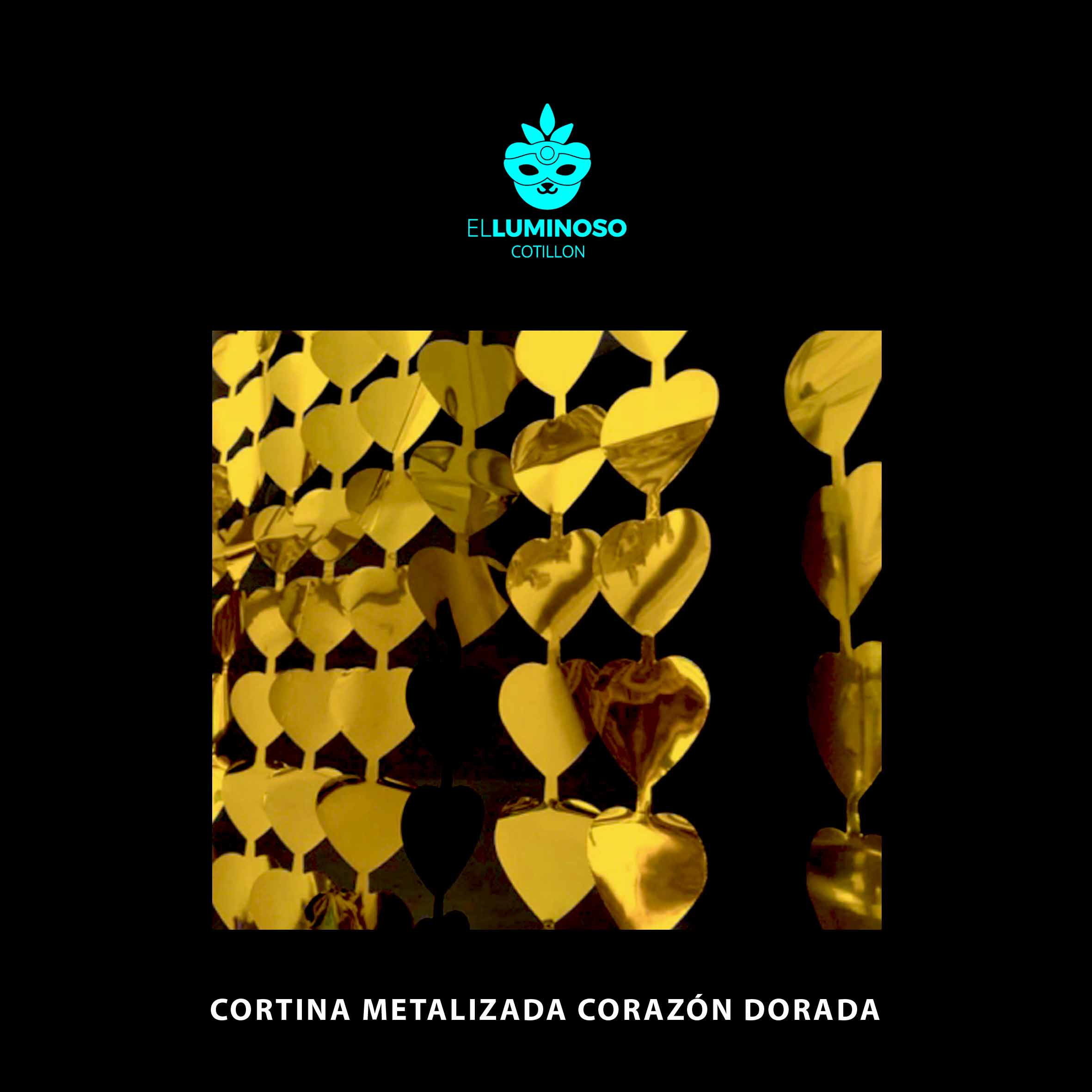 CORTINA METAL CORAZON DORADO