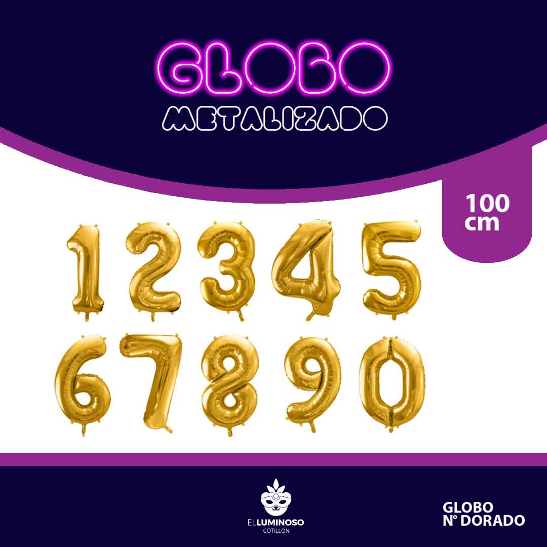GLOBO NUMERO DORADO GRANDE 1 METRO
