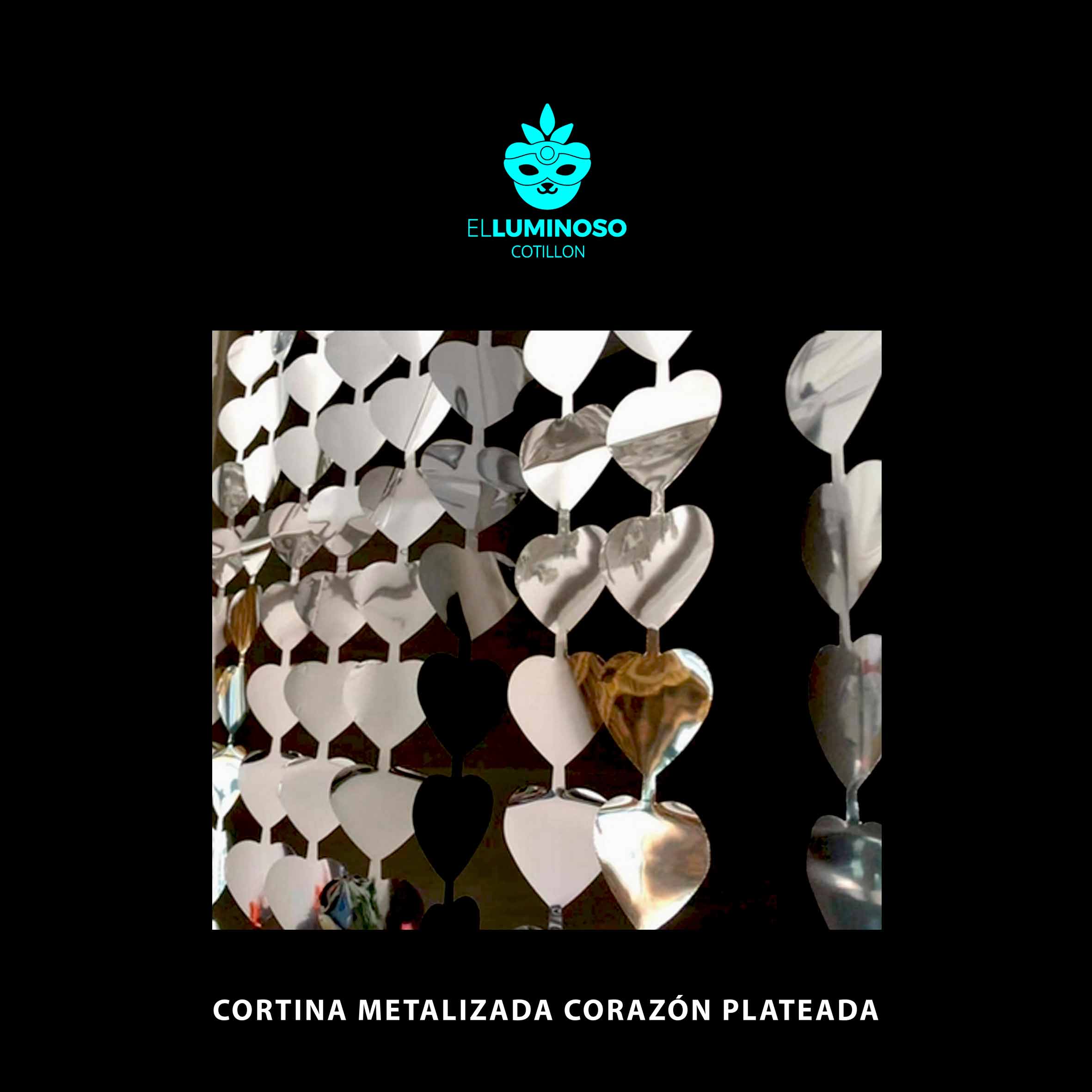 CORTINA METAL CORAZON PLATEADO