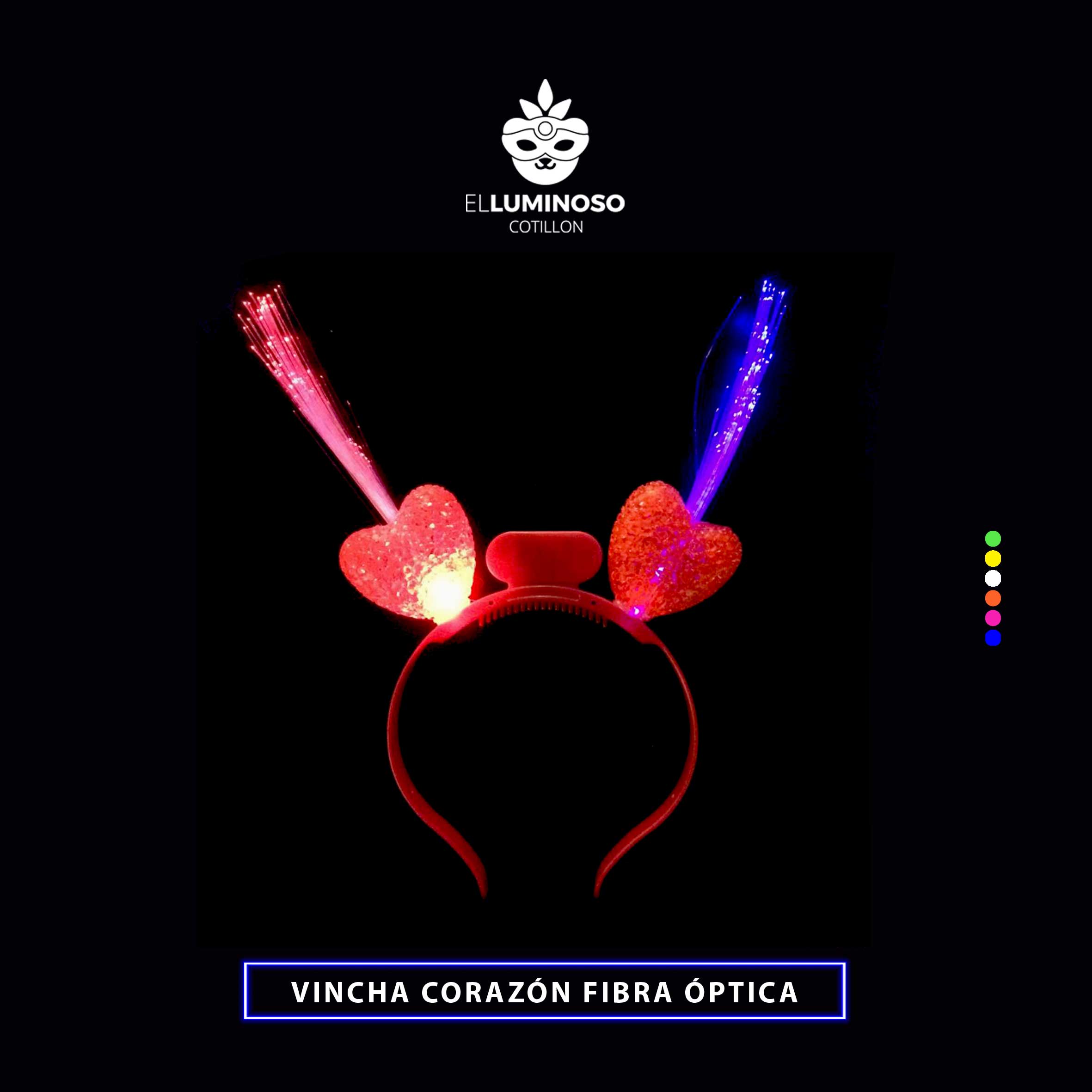VINCHA CORAZON FIBRA OPTICA X6