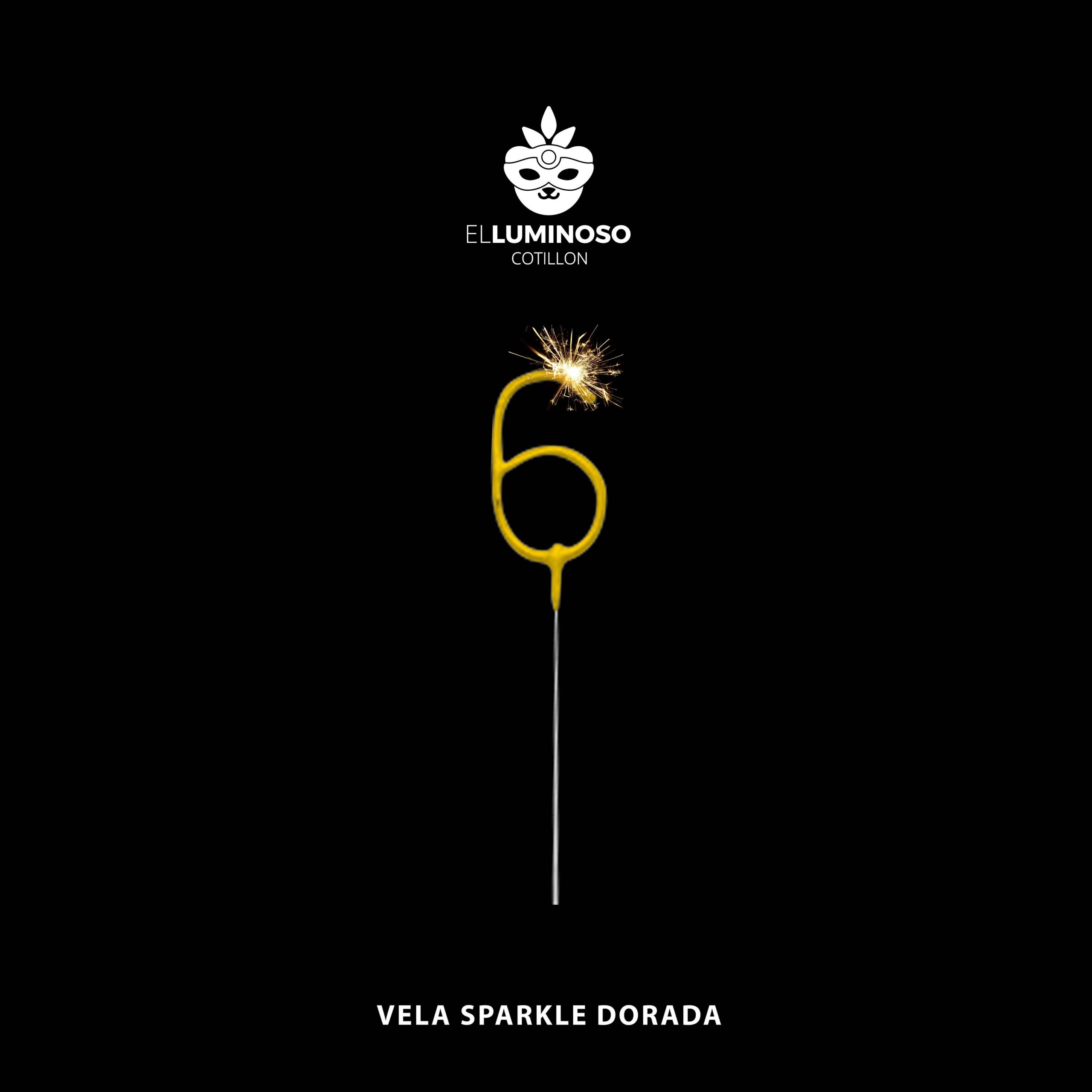 VELA SPARKLE DORADO NUMERO 6
