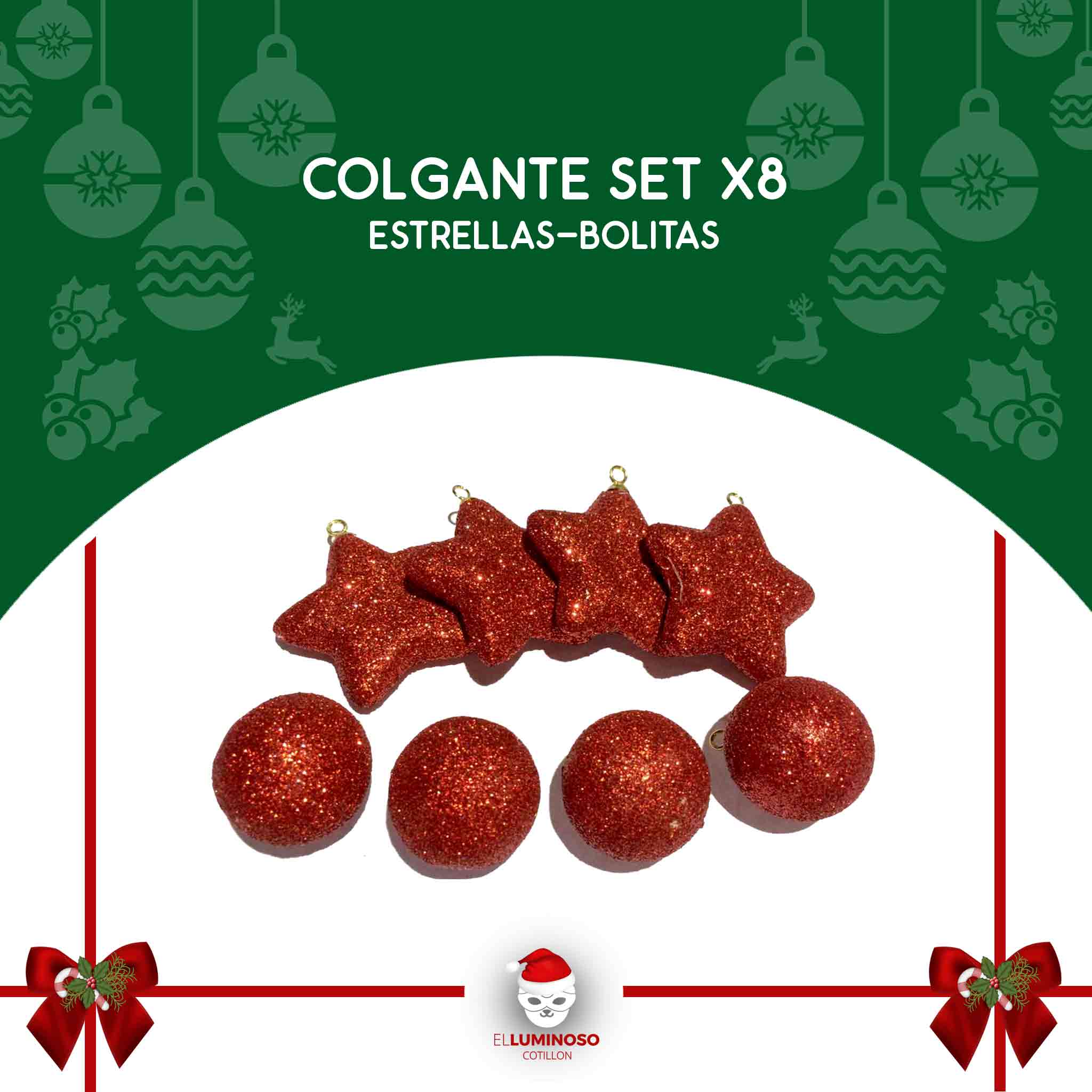 COLGANTE ESTRELLA Y BOLITA X8
