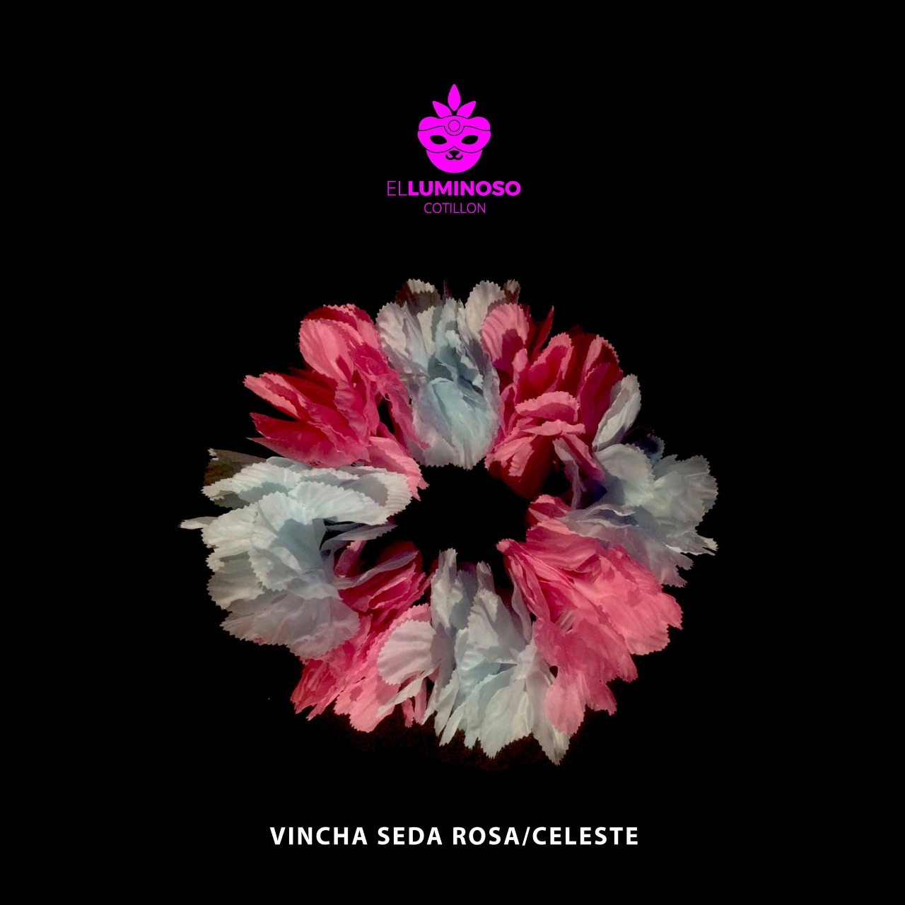 VINCHA SEDA FT COMBINADA ROSA Y CELESTE
