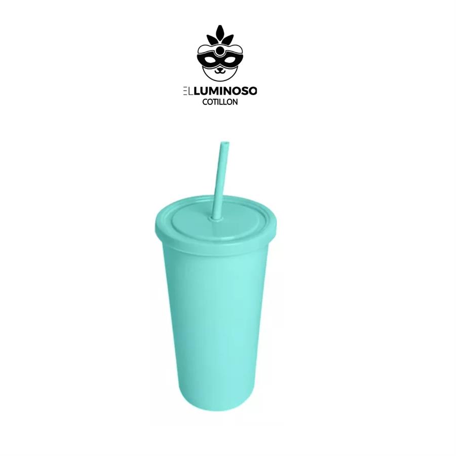 VASO TIPO STARBUCKS 750ml C/SORBETE VERDE PASTEL