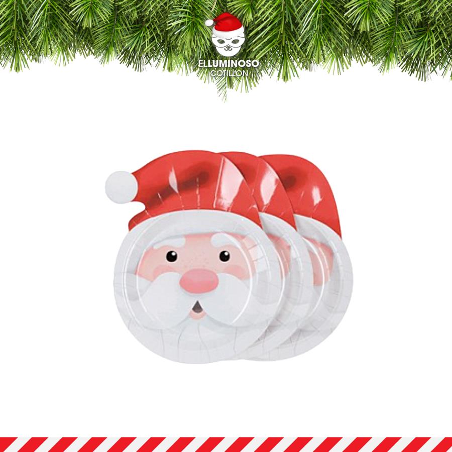 PLATO DE POLIPAPEL SANTA CLAUS X6 UNI