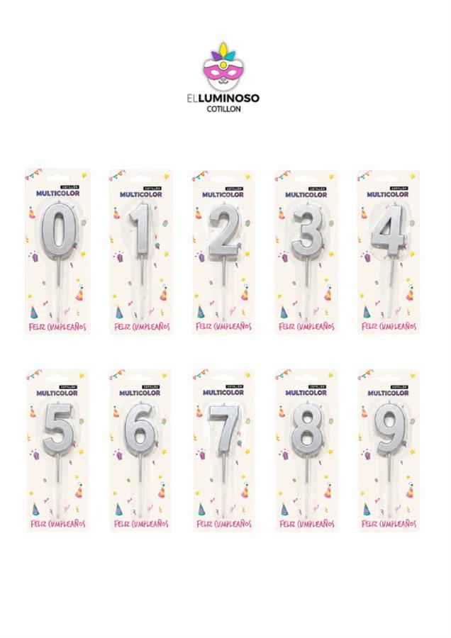 VELA NUMERO 5CM PARAFINA PLATEADA X1