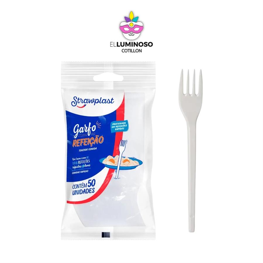 TENEDOR BLANCO STRAWPLAST X50