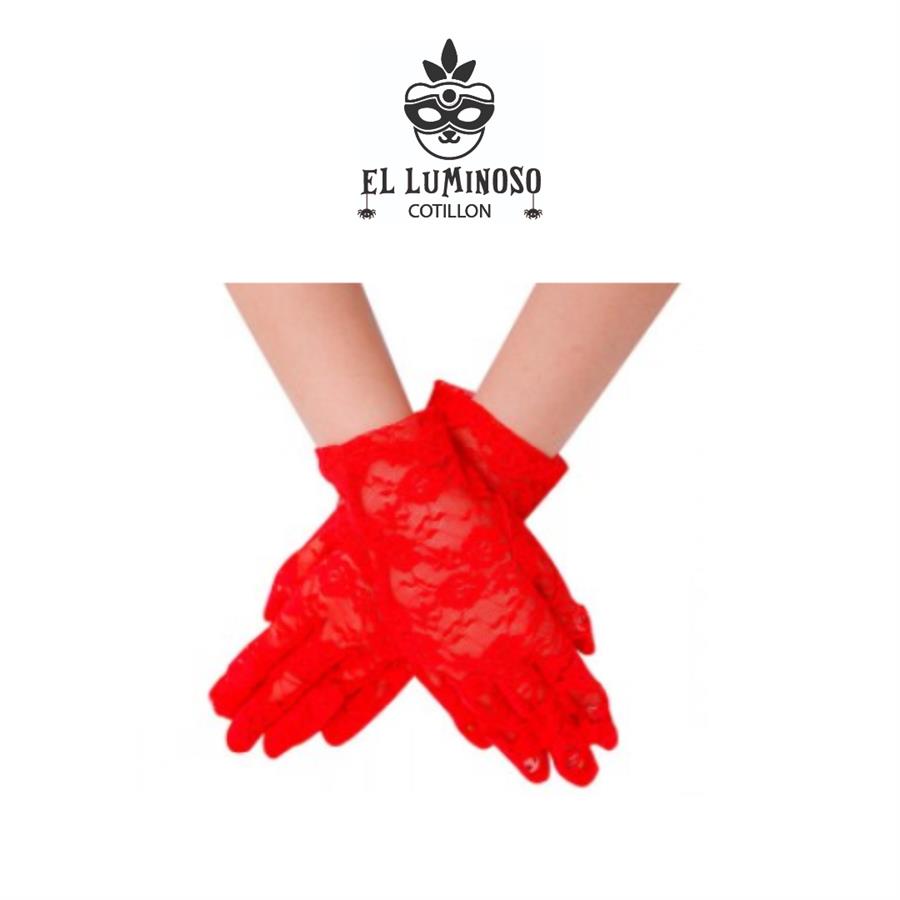 GUANTES ENCAJE ROJOS X2 AC621