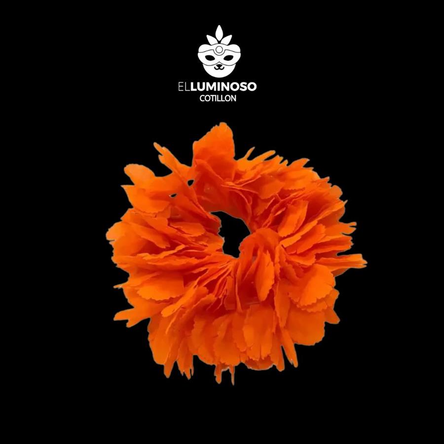 VINCHA SEDA FLOWER TIME LISA NARANJA FLUO