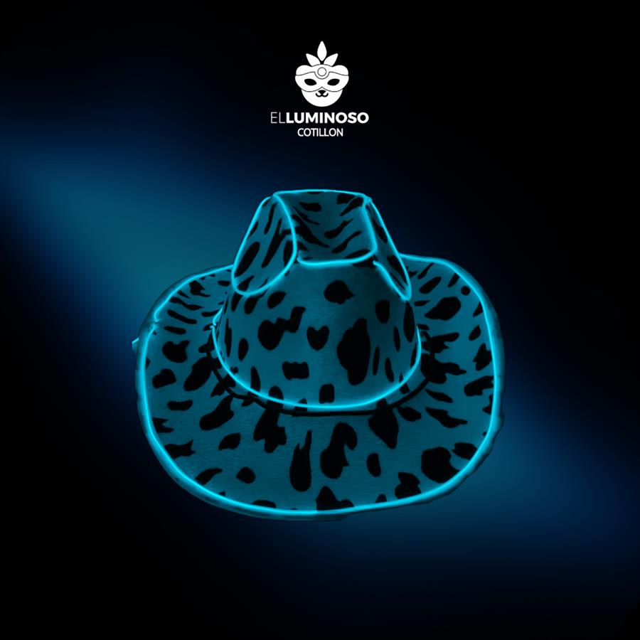 SOMBRERO COWBOY ANIMAL PRINT AZUL LED