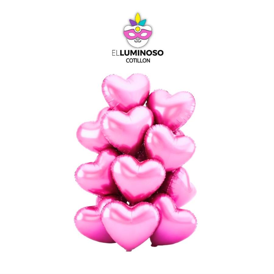 KIT 10 GLOBOS CORAZON ROSA DE 40CM