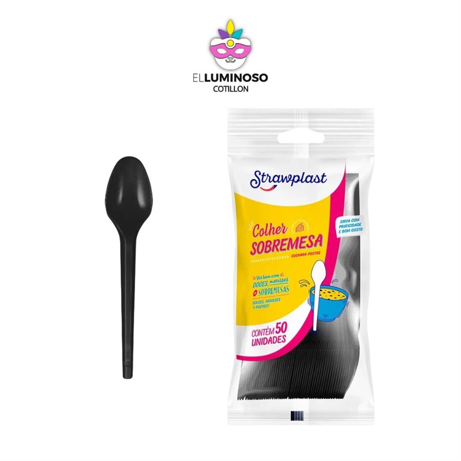 CUCHARA SUNDAE STRAW NEGRO X50 ST626