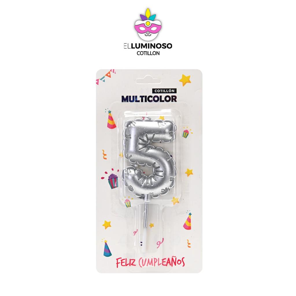 VELA NUMERO 5 GLOBO 6CM PARAFINA