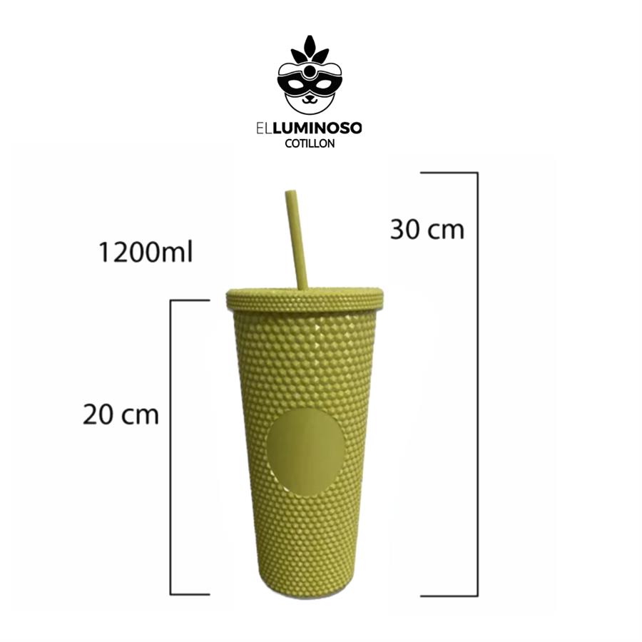 VASO TIPO STARBUCKS 1,2LT C/SORBETE MOSTAZA