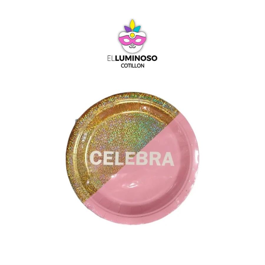 PLATO POLIPAPEL 23CM CELEBRA ROSA X6 DPC072