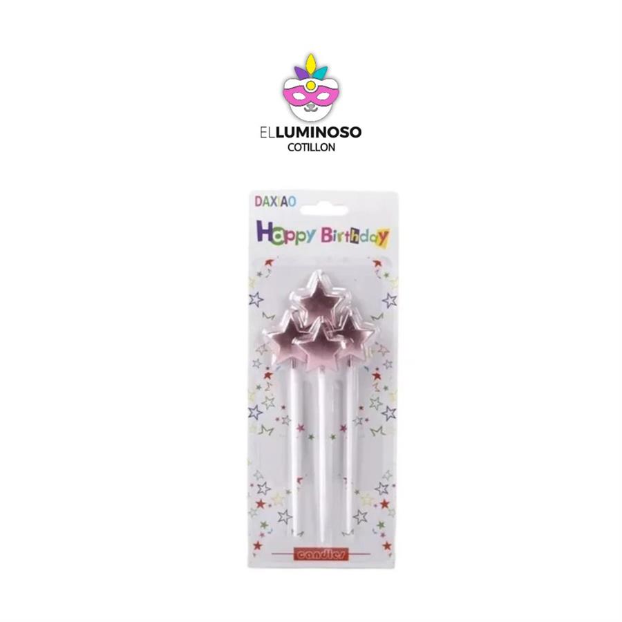 VELA HAPPY BIRTHDAY CANDLE ESTRELLA ROSA GOLD