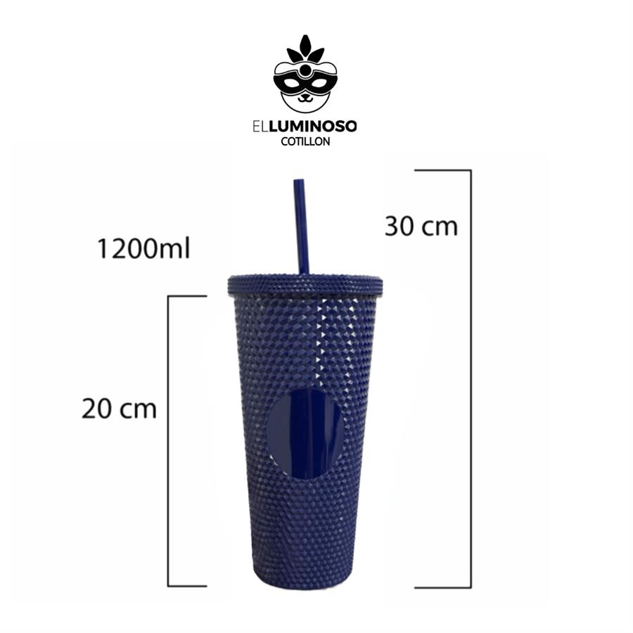 VASO TIPO STARBUCKS 1,2LT C/SORBETE AZUL MARINO