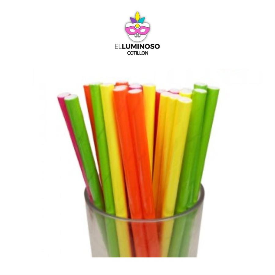 SORBETES DE POLIPAPEL COLOR FLUO SURTIDO x24 DSPP070