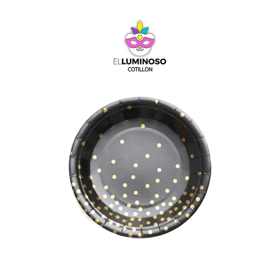 PLATO NEGRO LUNARES18CM X10 90025 PL NG