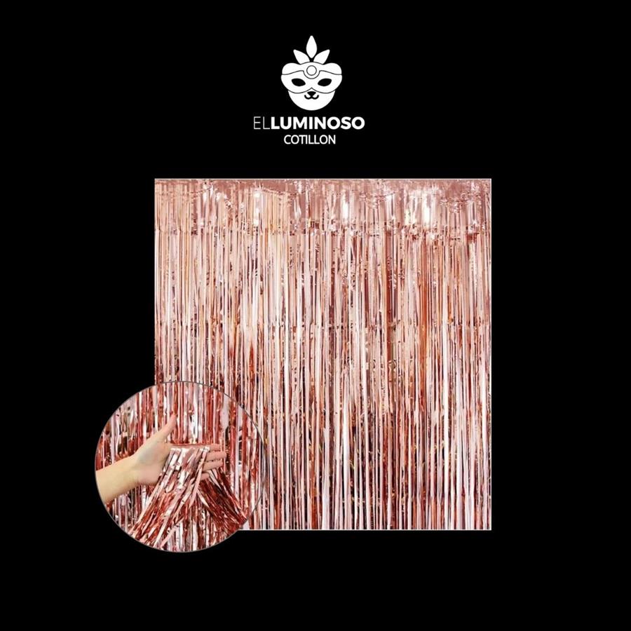 CORTINA METALIZADA HOLOGRAFICA ROSA GOLD