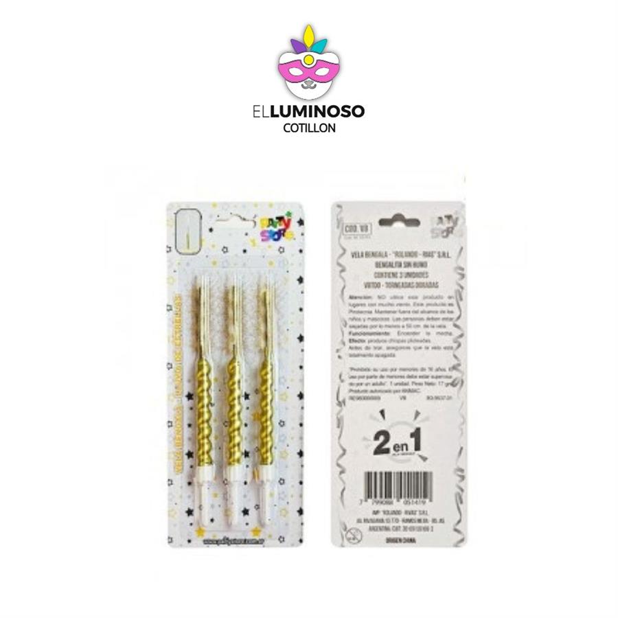 VELA BENGALA ESPIRAL DORADA X3UN VBTDO
