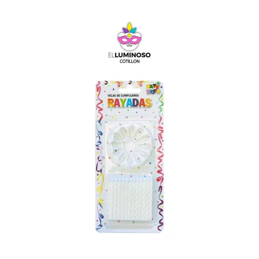 VELAS RAYADAS 12 BASES BLANCAS VTR6BL