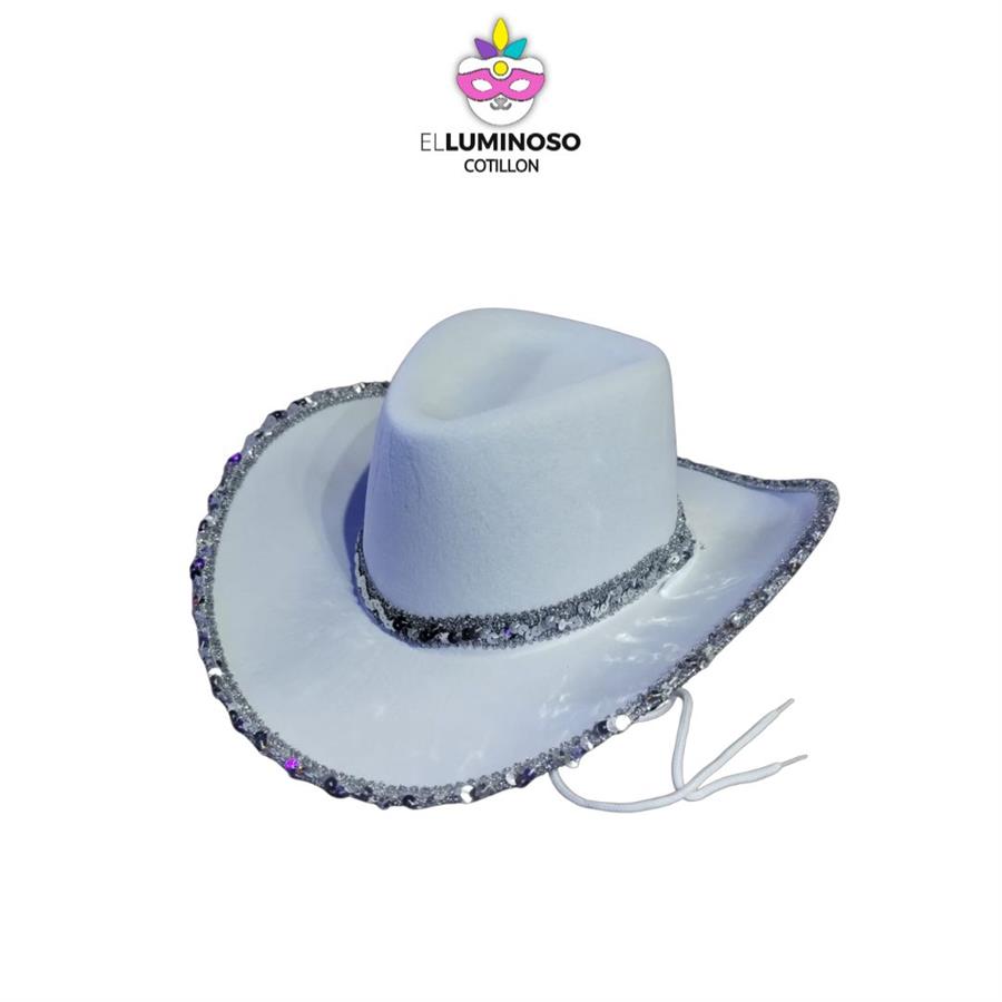 GORRO COWBOY BLANCO LENTEJUELA