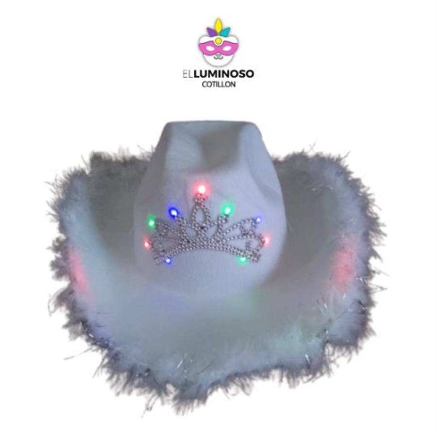 SOMBRERO COWBOY LED CORONA PLUMAS BLANCO YW19-220