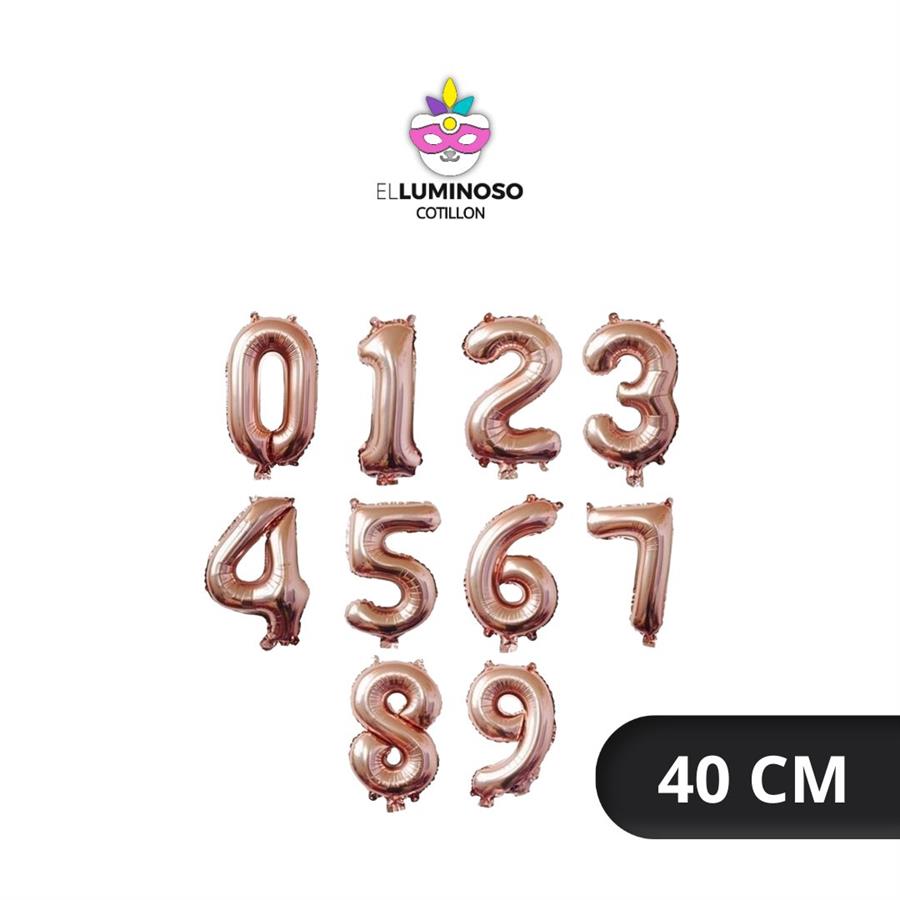 GLOBO NUMERO ROSA GOLD CHICO 40 CM