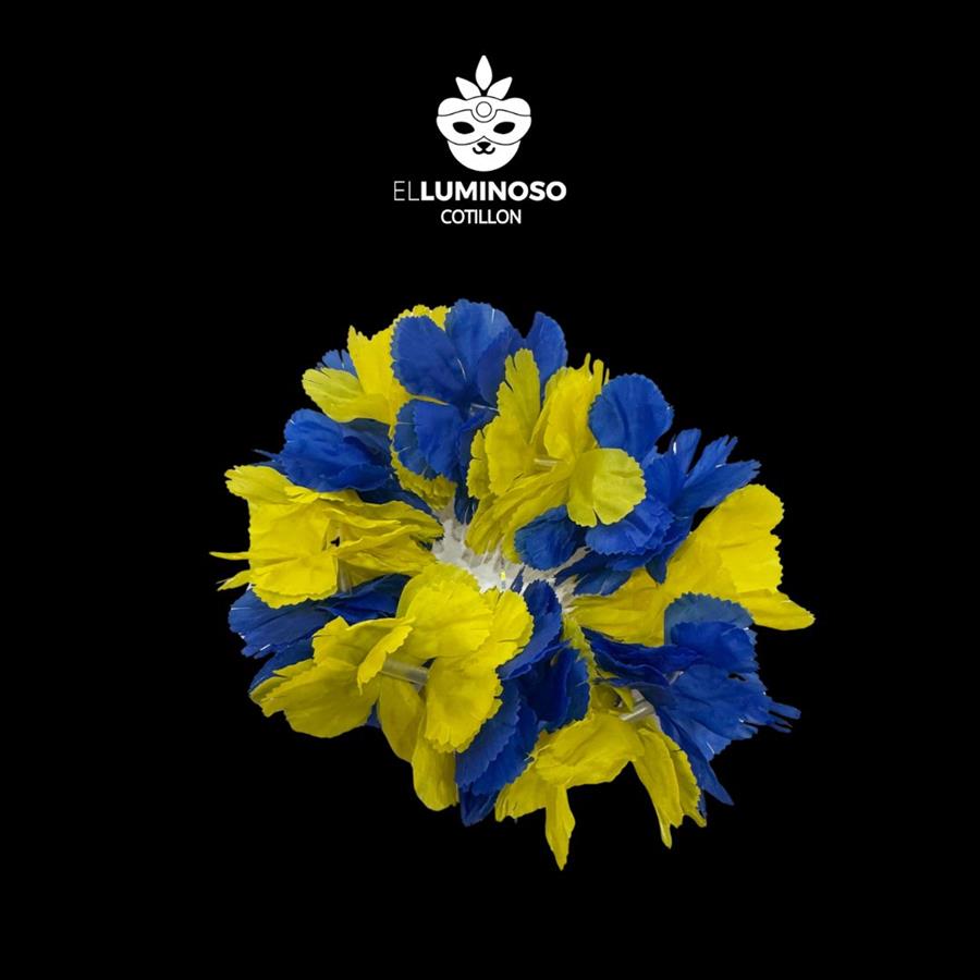 VINCHA SEDA FLOWER TIME AZUL Y AMARILLO