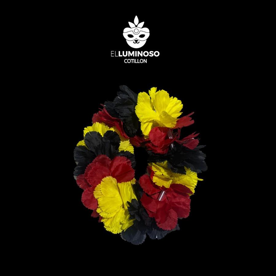 VINCHA SEDA FLOWER TIME AMARILLO ROJO NEGRO ALEMANIA