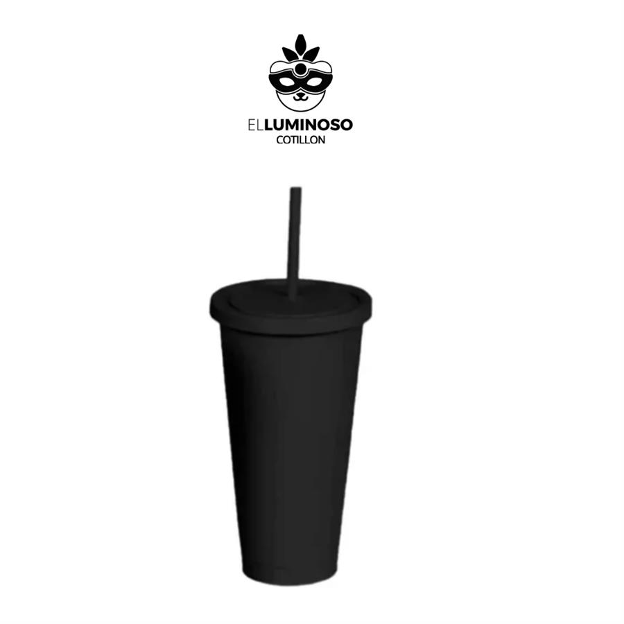 VASO TIPO STARBUCKS 750ml C/SORBETE NEGRO