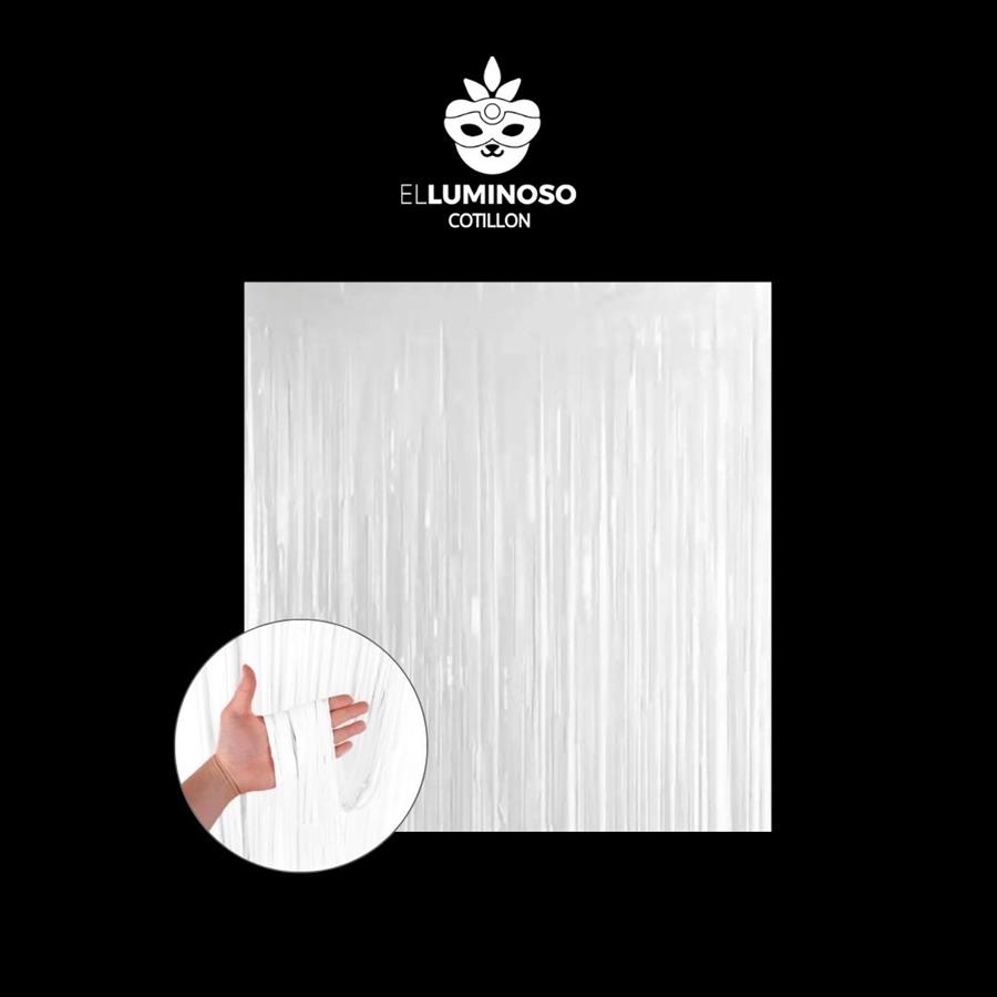 CORTINA METALIZADA HOLOGRAFICA BLANCO