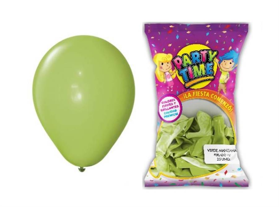 GLOBO 12P PARTY TIME VERDE MANZANA X25