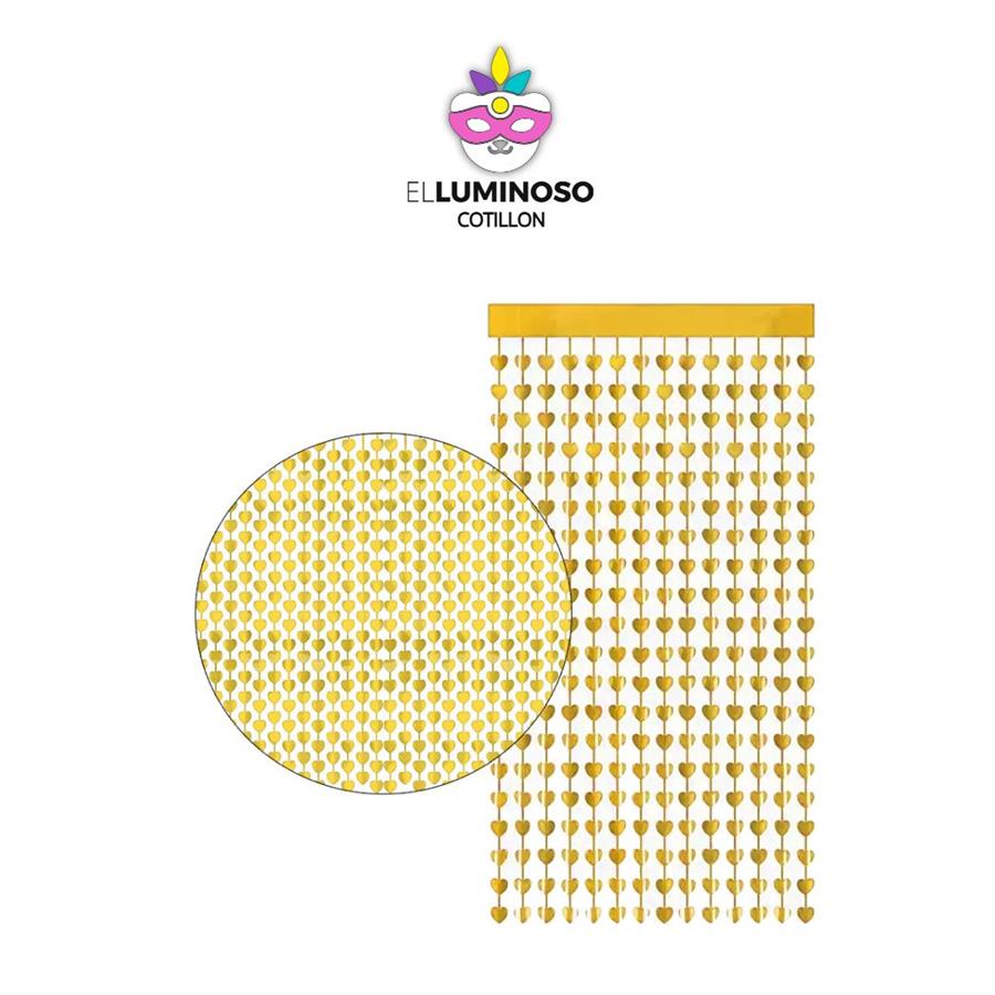 CORTINA METAL CORAZON DORADO