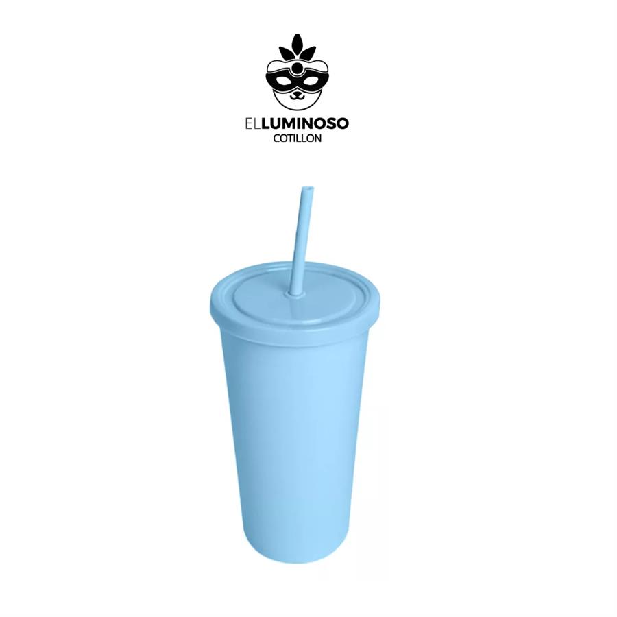 VASO TIPO STARBUCKS 750ml C/SORBETE CELESTE PASTEL