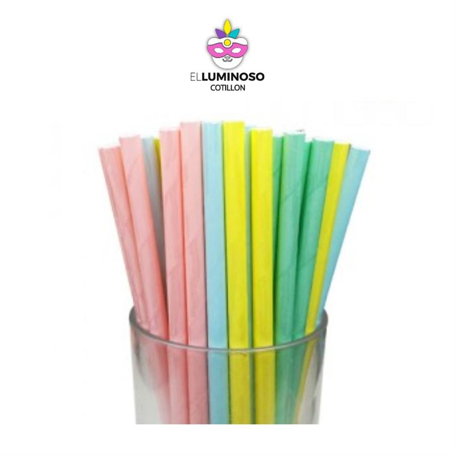 SORBETES DE POLIPAPEL COLOR PASTEL SURTIDO x24 DSPP045