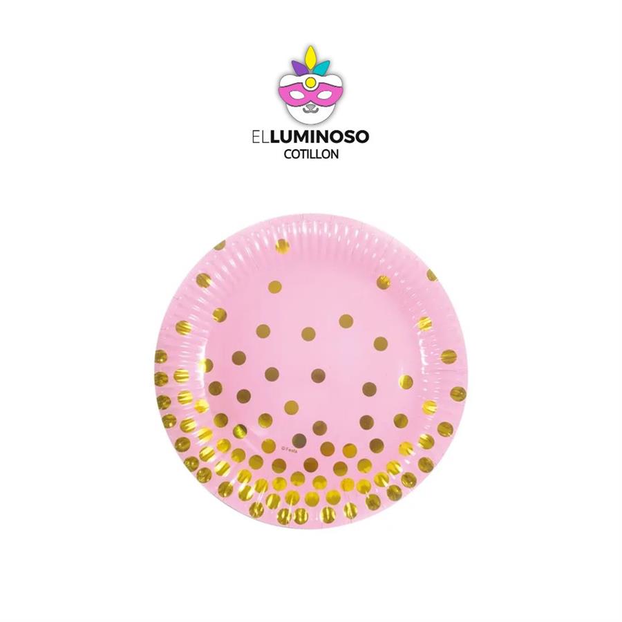 PLATO POLIPAPEL 17CM ROSA LUN DOR X6 DPC051