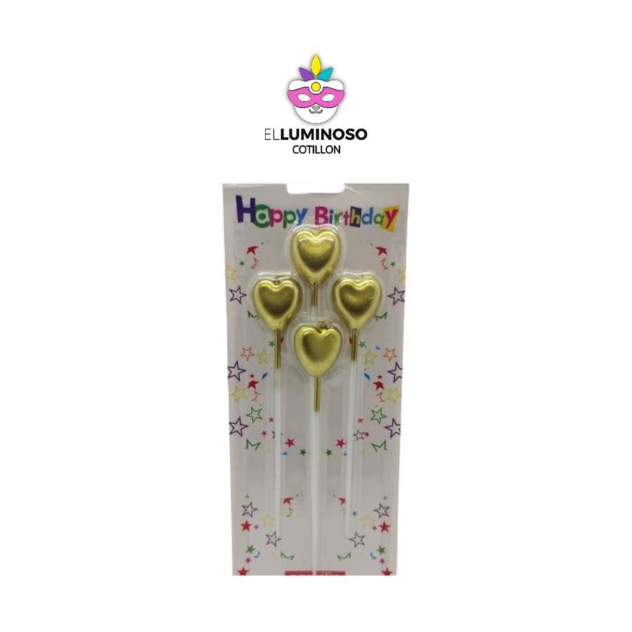 VELA HAPPY BIRTHDAY CANDLE CORAZON DORADA