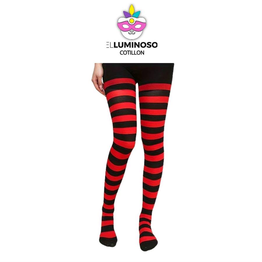 MEDIAS BUCANERAS RAYADAS NEG Y ROJA TM011