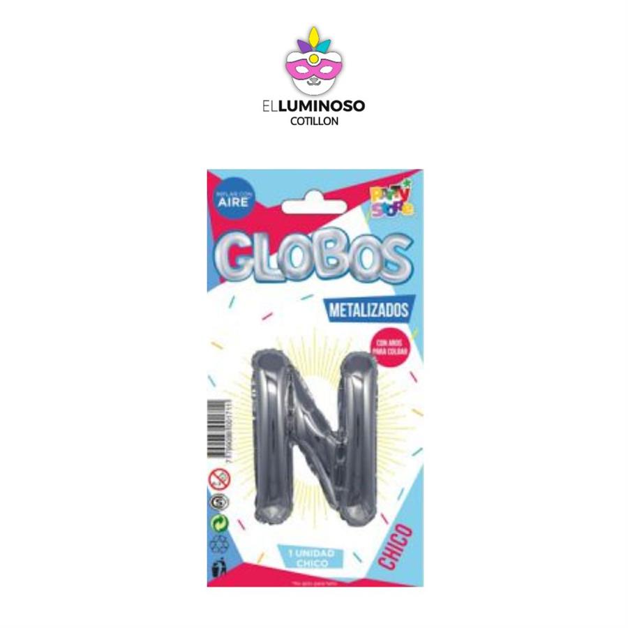 GLOBO CHICO 40CM PLATEADO LETRA N
