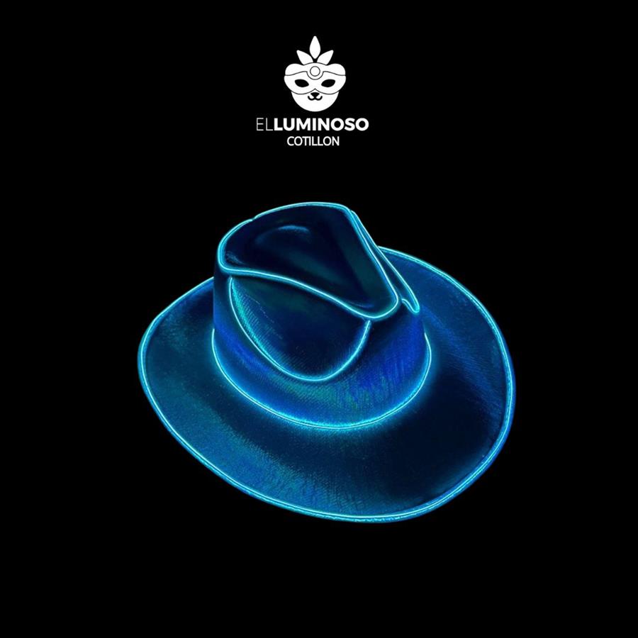 SOMBRERO COWBOY TORNASOLADO LED CELESTE YJ0691