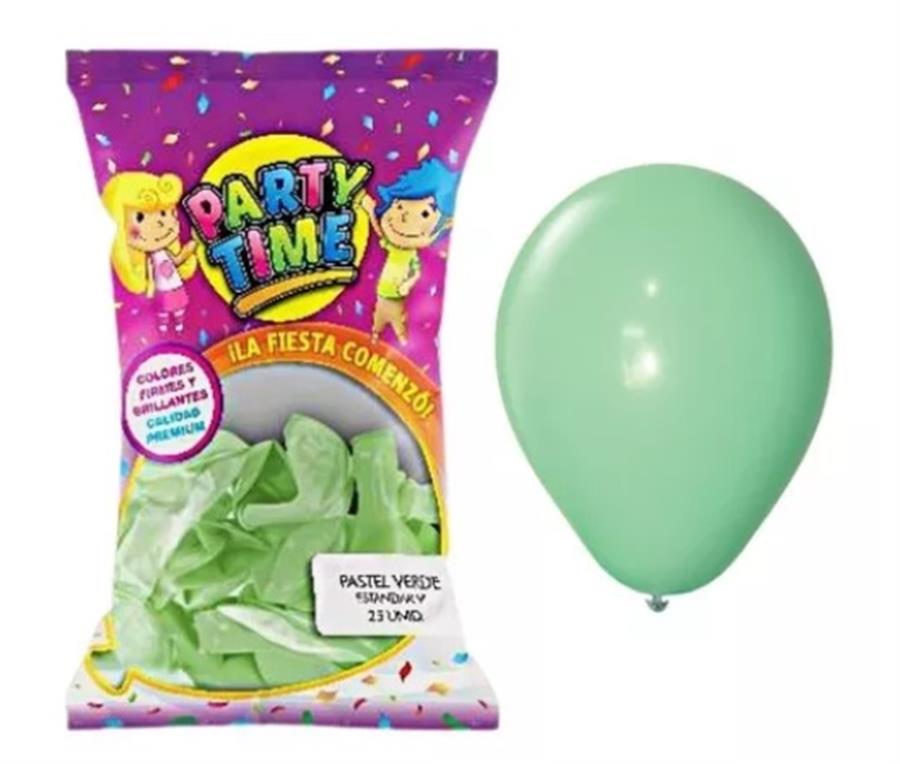 GLOBO 9P PARTY TIME PASTEL VERDE X25