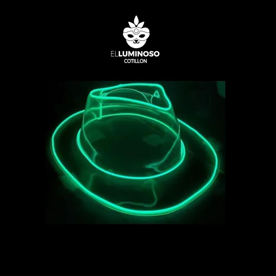 SOMBRERO COWBOY PLASTICO VERDE LED